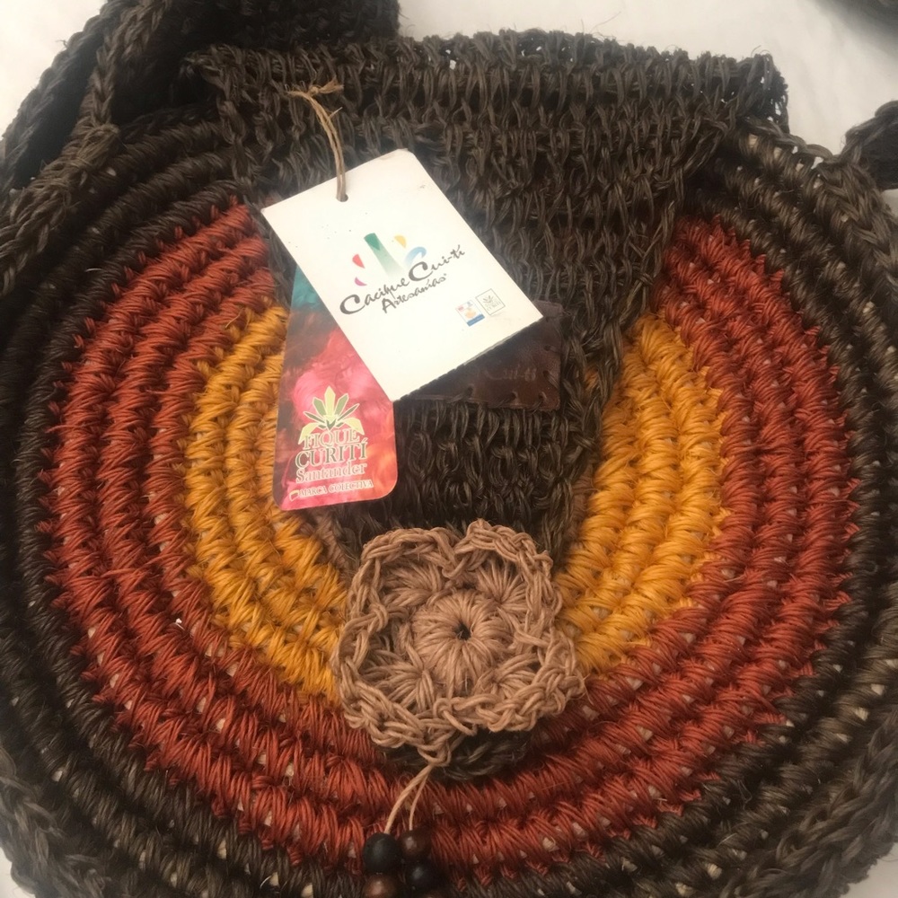 Boho style brown handbag